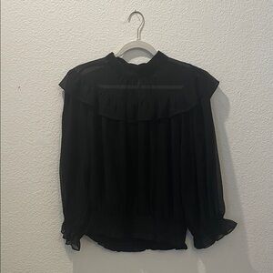 Ann Taylor Black Ruffle Blouse